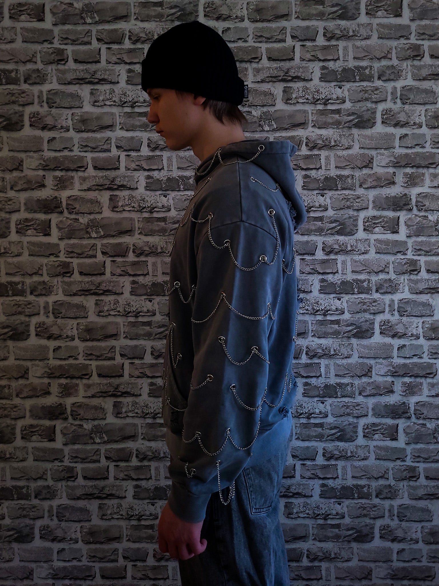 Distresssed Chain Hoodie