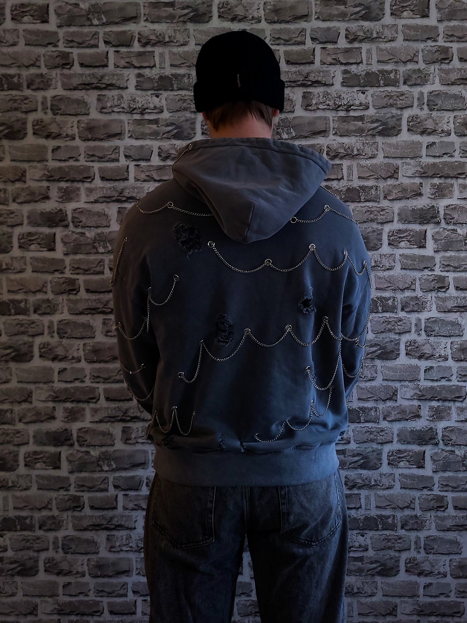Distresssed Chain Hoodie