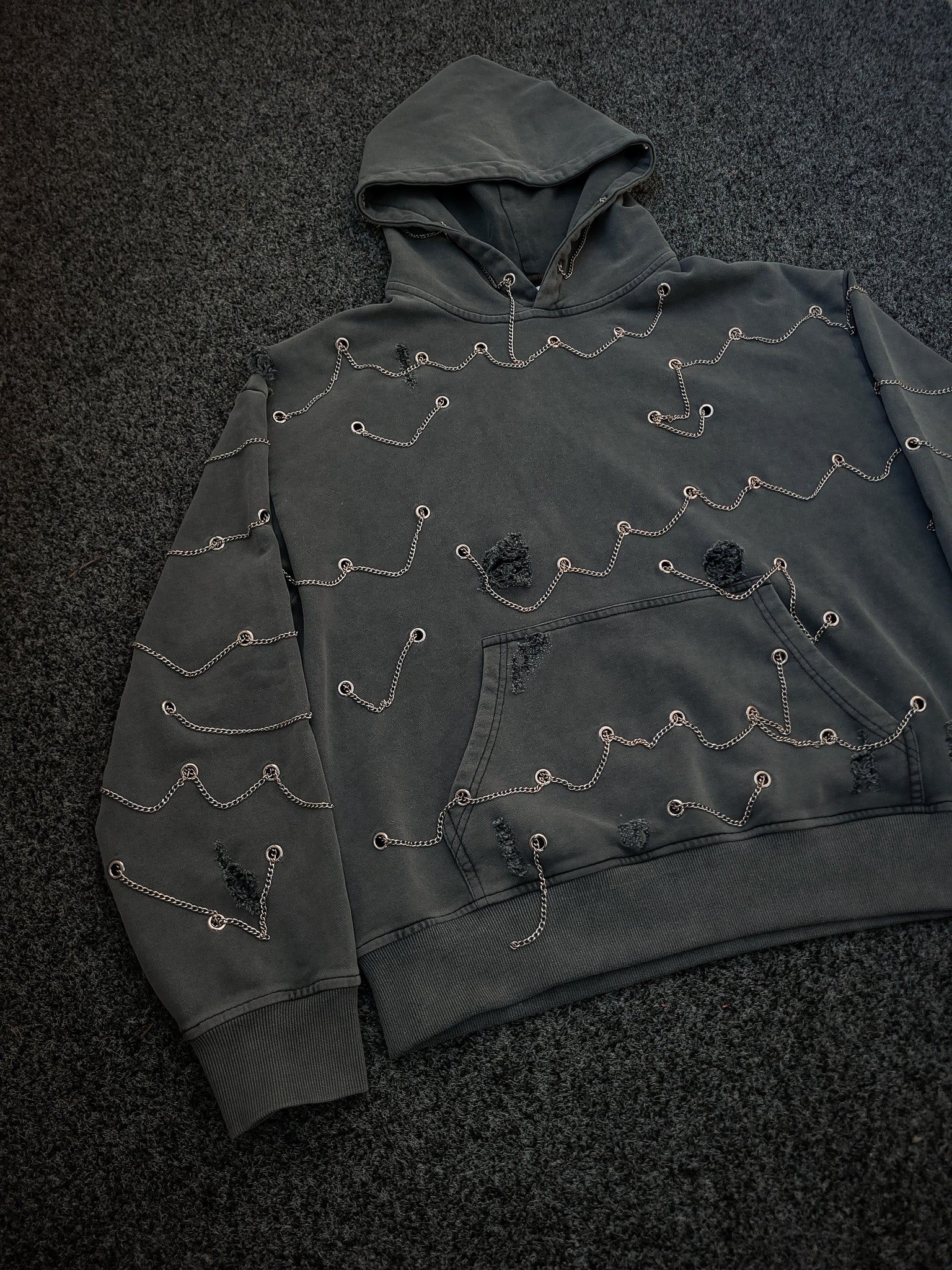 Distresssed Chain Hoodie