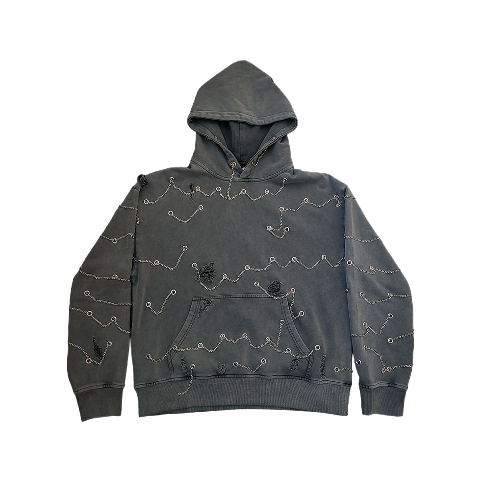 Distresssed Chain Hoodie